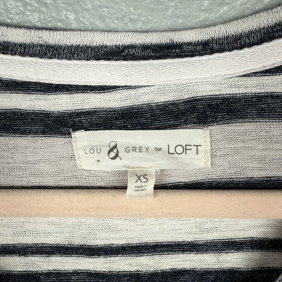 Lou & Grey For Loft V-neck Black White Striped Tee Maxi Dress LightWeight XS - Picture 7 of 11